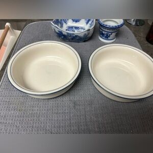 2 Lenox “Blue Pinstripes”  baking dishes/bowls. 6 1/8”x 2”